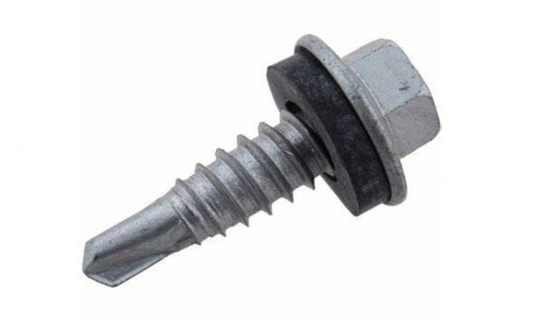 Tornillo Hexagonal Punta Broca (cónica) Flange Galvanizado con Golilla EPDM Punta N°1